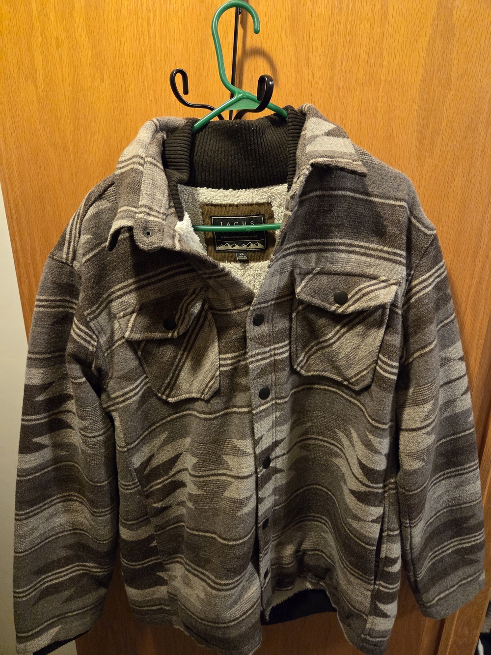 Jachs Men's Gray Patterned Sherpa-Lined Field Jacket